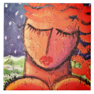 Cerâmica Mulher pelo Azulejo de pintura por Abstrato do mar