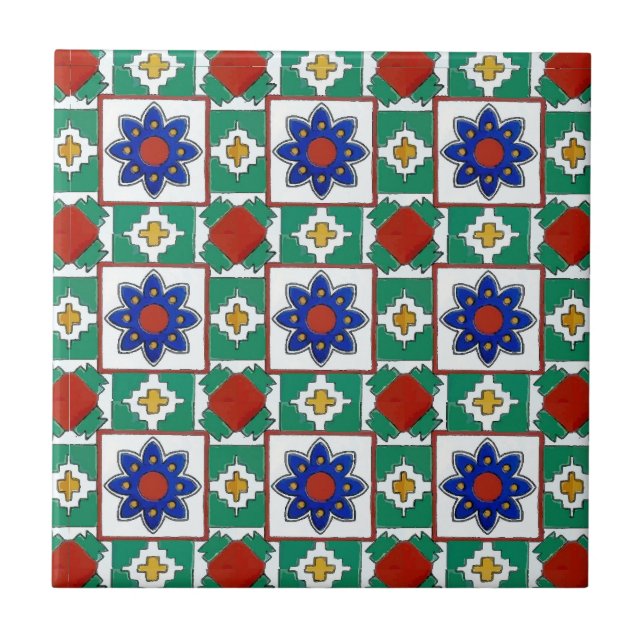 Cerâmica Mural Azulejo de Flor Azul (Frente)