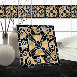 Cerâmica Negro e ouro de Mata do Azulejo quebrado grego