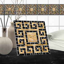 Cerâmica Negro e ouro de Mata do Azulejo quebrado grego