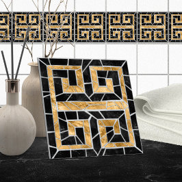 Cerâmica Negro e ouro de Mata do Azulejo quebrado grego