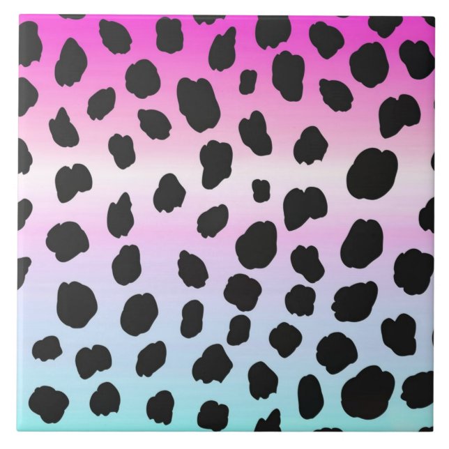 Cerâmica Neon leopardo arco-íris de cores moles Azulejo cer (Frente)