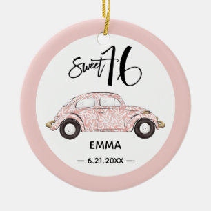 Cerâmica Nome de Foto Cor-de-Rosa-Rosa doce 16 Ornamento ce