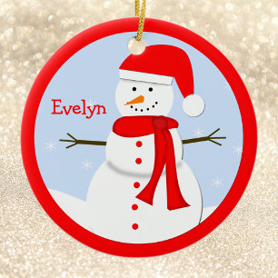 Cerâmica Nome Personalizado do Ornamento do Homem de Neve d