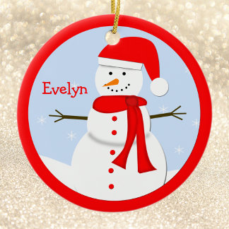 Cerâmica Nome Personalizado do Ornamento do Homem de Neve d