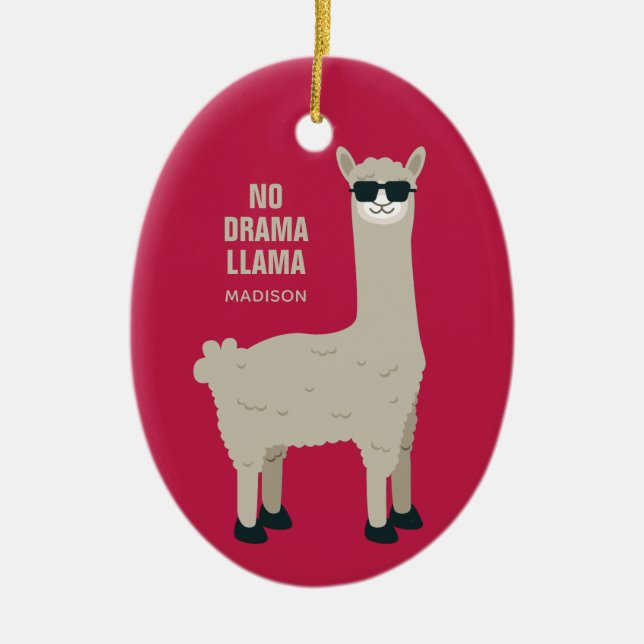 Cerâmica Nome personalizado e ornamento de cores do Llama l (Frente)