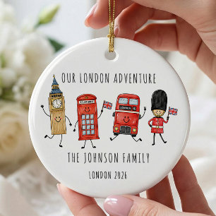 Cerâmica Nossa Aventura em Londres Ornamento de Viagem Fami