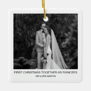 Cerâmica Nosso Primeiro Natal como Ornamento de Casamento S