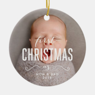 Cerâmica Nosso Primeiro Natal como Ornamento de Pais