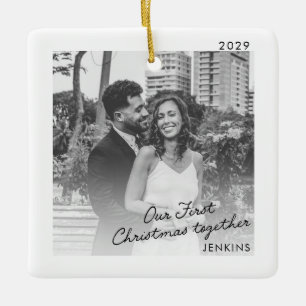 Cerâmica Nosso Primeiro Natal Juntos Ornamento de Foto Mode