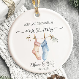 Cerâmica Nosso Primeiro Ornamento Casado de Natal
