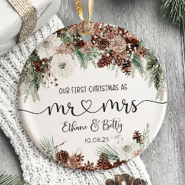 Cerâmica Nosso Primeiro Ornamento Casado de Natal