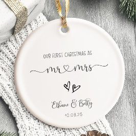 Cerâmica Nosso Primeiro Ornamento Casado de Natal Sr. e Sra