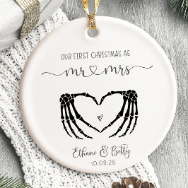Cerâmica Nosso Primeiro Ornamento Casado de Natal Sr. e Sra