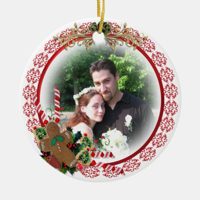 Cerâmica Nosso primeiro ornamento de Natal Juntos (Frente)