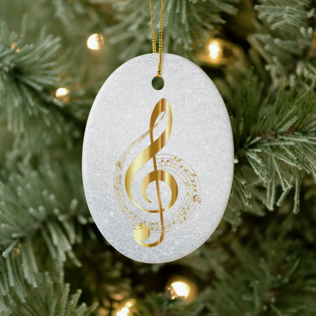 Cerâmica Notas de Ouro Musical Ornamento Cerâmico (Árvore)