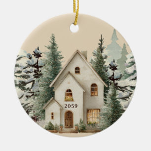 Cerâmica Novo Ornamento de Natal de Casa Nova Construída