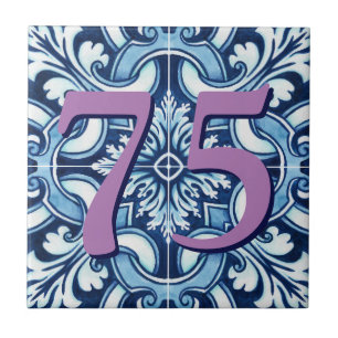 Cerâmica Número de Casa Personalizada Floral Azulejo Cerâmi