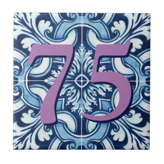Cerâmica Número de Casa Personalizada Floral Azulejo Cerâmi