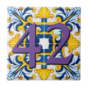 Cerâmica Número de Casa Personalizada Floral Azulejo Cerâmi