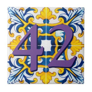 Cerâmica Número de Casa Personalizada Floral Azulejo Cerâmi