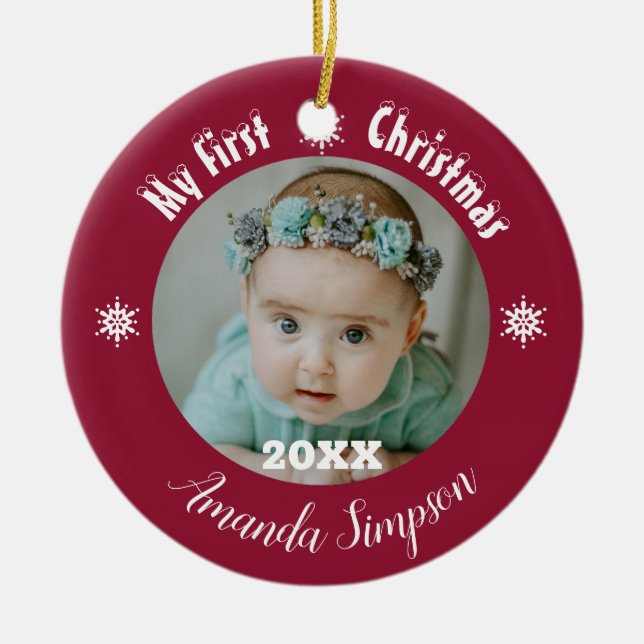 Cerâmica O meu primeiro Ornamento Fracionado ao Floco de Ne (Frente)