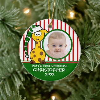 Cerâmica O Primeiro Ornamento da Girafa de Natal do Bebê