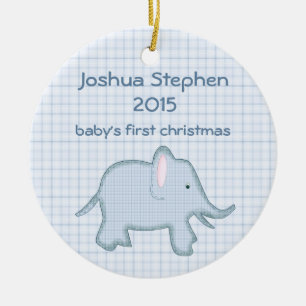 Cerâmica O Primeiro Ornamento de Elefante de Natal do Bebê