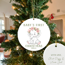 Cerâmica O primeiro ornamento de elefante de Natal do bebê