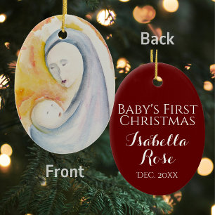 Cerâmica O Primeiro Ornamento de Natal de Madonna e Child B