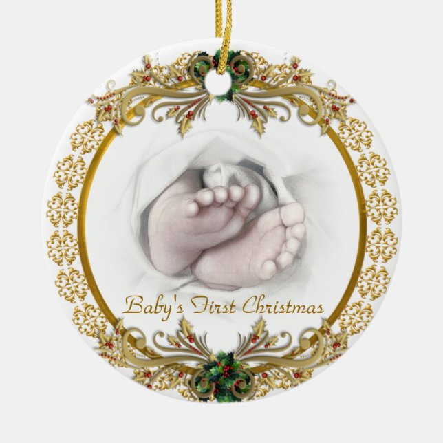 Cerâmica O primeiro ornamento de Natal do bebê (Frente)