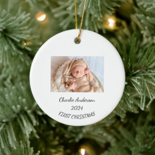 Cerâmica O Primeiro Ornamento de Natal do Bebê, Criança 1ru