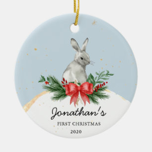 Cerâmica O Primeiro Ornamento de Natal do Bunny Baby