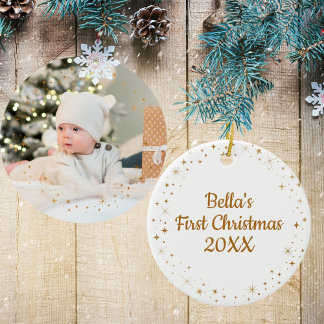 Cerâmica O Primeiro Ornamento Fotográfico de Natal do Bebê