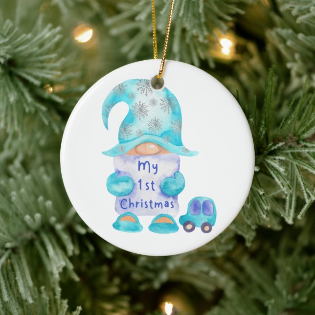 Cerâmica O Primeiro Ornamento Gnomo de Natal do Bebê (Árvore)