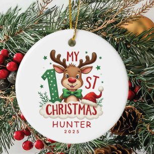 Cerâmica O primeiro ornamento personalizado de Natal do beb