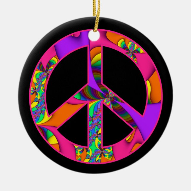 Cerâmica O sinal de paz colore-me ornamento brilhante (Frente)