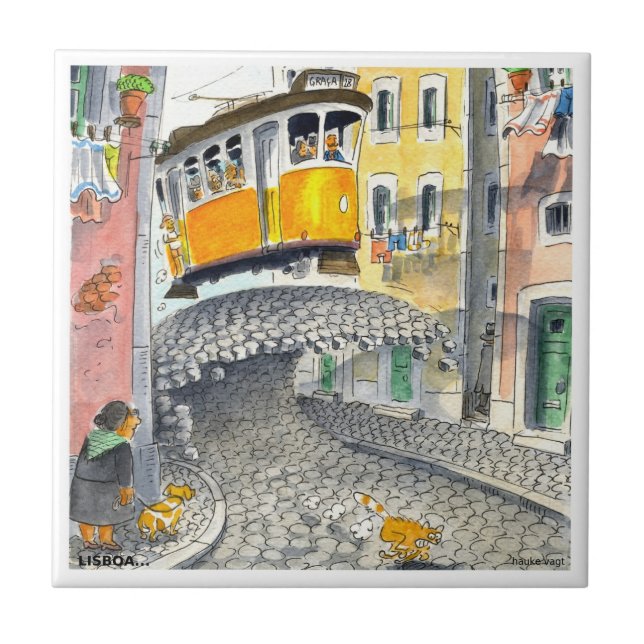 Cerâmica onda no azulejo 05 de Lisboa do cobblestone (Frente)