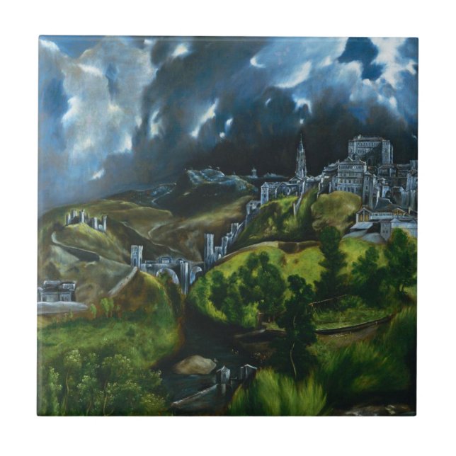 Cerâmica Opinião de El Greco do azulejo de Toledo (Frente)