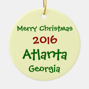 CERÂMICA ORNAMENTO 2016 NOVO DO FELIZ NATAL DE ATLANTA