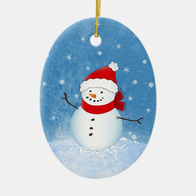 Cerâmica Ornamento alegre do boneco de neve (Frente)