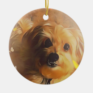 Cerâmica Ornamento amarelo bonito da borboleta do cão de