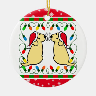 Cerâmica Ornamento amarelo gêmeo do papai noel de Labrador