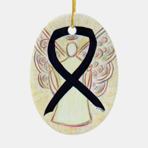 Cerâmica Ornamento Anjo da Faixa de Sensibilização Negra