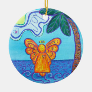 Cerâmica Ornamento Anjo de Feriado de Joy and Peace Beach
