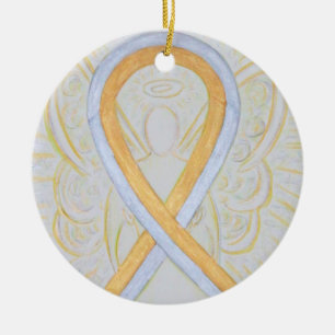 Cerâmica Ornamento Anjo de Fita de Sensibilização Prateada