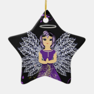 Cerâmica Ornamento Anjo de Guardião bonito Roxo