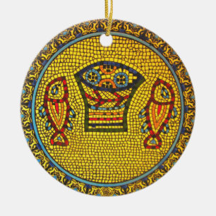 Cerâmica Ornamento Armênio de Peixes e Vinhos