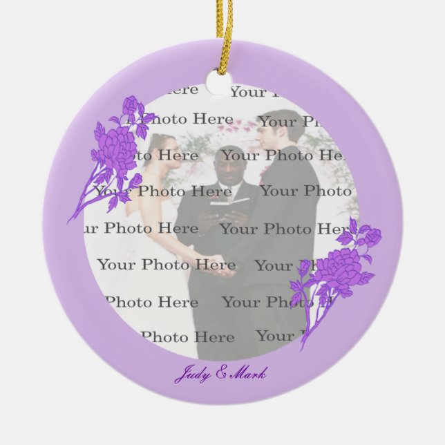 Cerâmica Ornamento Arredondado Personalizado De Flor Roxo (Frente)
