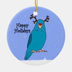 Cerâmica Ornamento azul de Parrotlet da rena dos desenhos